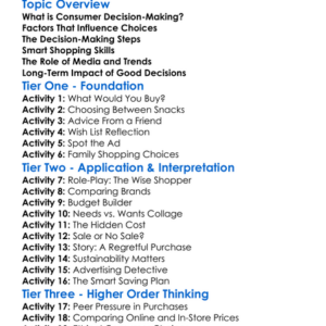 Consumer Decision-Making Worksheet Activity Booklet