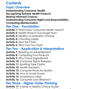 Consumer Health And Making Informed Choices Worksheet Activity Booklet