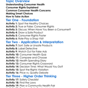 Consumer Health And Rights Worksheet Activity Booklet