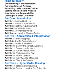 Consumer Health And Wellness Worksheet Activity Booklet