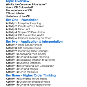 Consumer Price Index Worksheet Activity Booklet