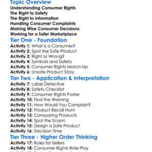 Consumer Rights And Product Safety Worksheet Activity Booklet