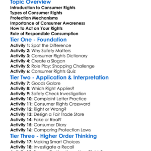 Consumer Rights And Protection Worksheet Activity Booklet