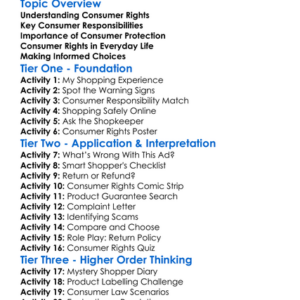 Consumer Rights And Responsibilities Worksheet Activity Booklet