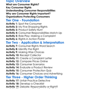 Consumer Rights And Responsibilities Worksheet Activity Booklet