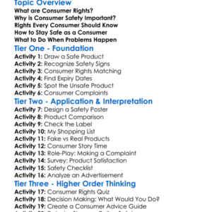 Consumer Rights And Safety Worksheet Activity Booklet