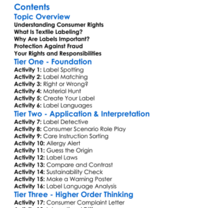Consumer Rights And Textile Labeling Worksheet Activity Booklet