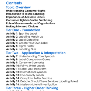 Consumer Rights And Textile Labelling Worksheet Activity Booklet