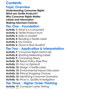 Consumer Rights And Textile Products Worksheet Activity Booklet