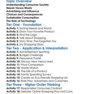 Consumer Society Worksheet Activity Booklet