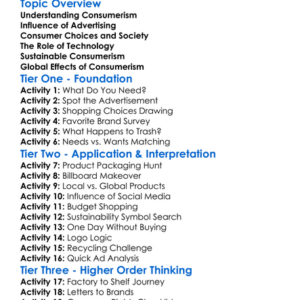 Consumerism And Society Worksheet Activity Booklet