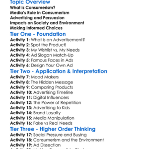 Consumerism In Media Worksheet Activity Booklet