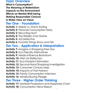 Consumption And Materialism Worksheet Activity Booklet
