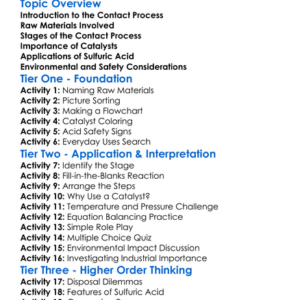 Contact Process Worksheet Activity Booklet