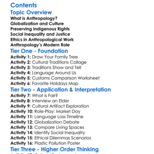 Contemporary Issues In Anthropology Worksheet Activity Booklet