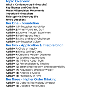 Contemporary Philosophy Worksheet Activity Booklet