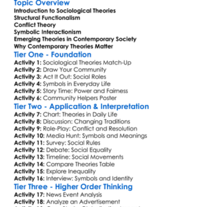 Contemporary Sociological Theories Worksheet Activity Booklet
