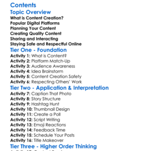 Content Creation For Digital Platforms Worksheet Activity Booklet