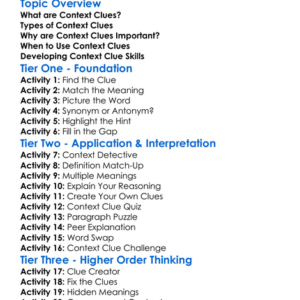 Context Clues For Meaning Worksheet Activity Booklet
