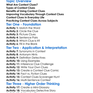 Context Clues For Vocabulary Worksheet Activity Booklet