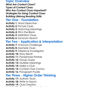 Context Clues For Word Meaning Worksheet Activity Booklet