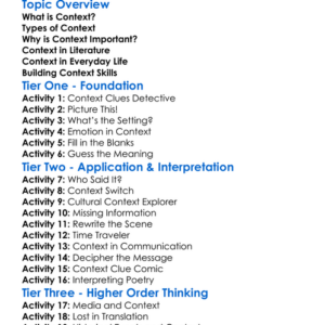 Context Worksheet Activity Booklet