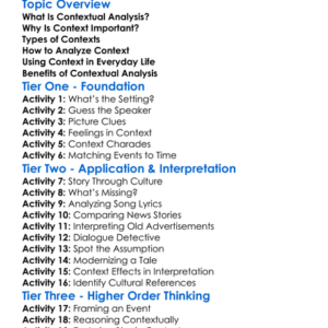 Contextual Analysis Worksheet Activity Booklet