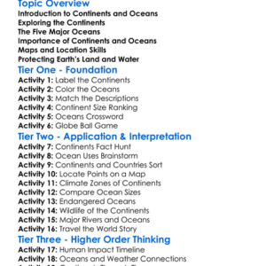 Continents And Oceans Worksheet Activity Booklet