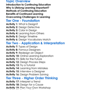 Continuing Education In Design Worksheet Activity Booklet
