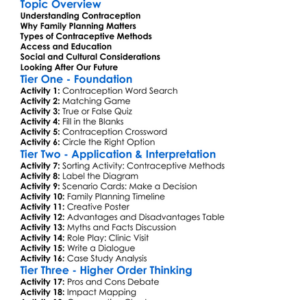 Contraception And Family Planning Worksheet Activity Booklet