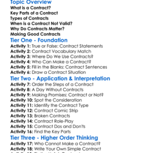Contract Basics Worksheet Activity Booklet