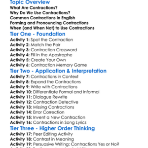 Contractions Worksheet Activity Booklet