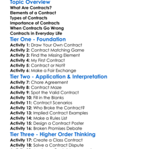 Contracts Worksheet Activity Booklet