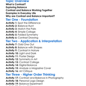 Contrast And Balance Worksheet Activity Booklet
