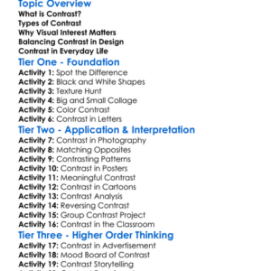 Contrast And Visual Interest Worksheet Activity Booklet