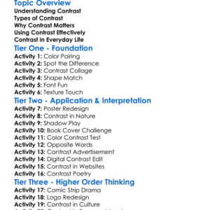 Contrast In Design Worksheet Activity Booklet