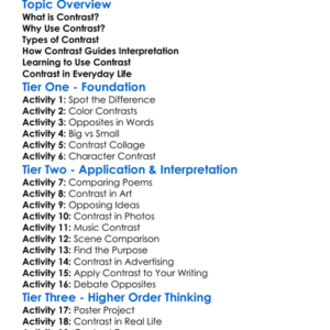Contrast Techniques Worksheet Activity Booklet