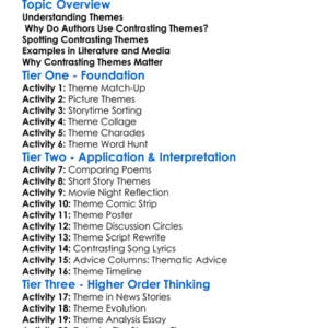 Contrasting Themes Worksheet Activity Booklet