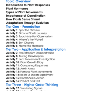 Control And Coordination In Plants Worksheet Activity Booklet