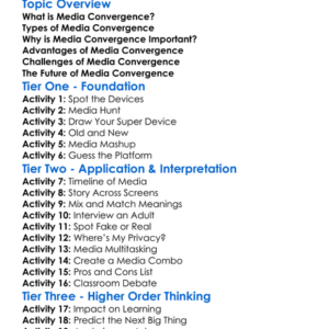 Convergence Of Media Worksheet Activity Booklet