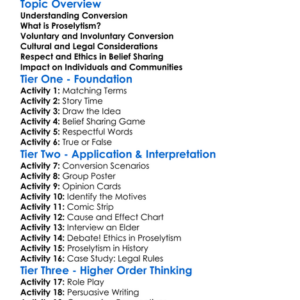 Conversion And Proselytism Worksheet Activity Booklet