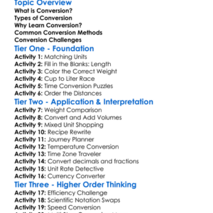 Conversion Worksheet Activity Booklet