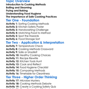 Cooking Methods And Food Hygiene Worksheet Activity Booklet