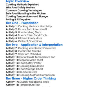 Cooking Methods And Food Safety Worksheet Activity Booklet