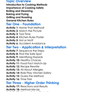 Cooking Methods And Safety Worksheet Activity Booklet