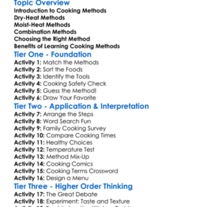Cooking Methods Worksheet Activity Booklet