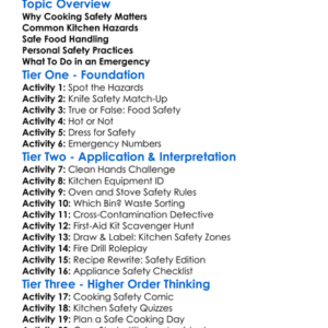 Cooking Safety Worksheet Activity Booklet