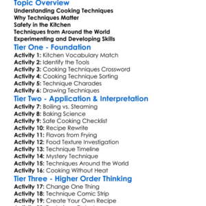Cooking Techniques Worksheet Activity Booklet