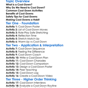 Cool-Down Procedures Worksheet Activity Booklet