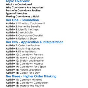 Cool-Down Routines Worksheet Activity Booklet